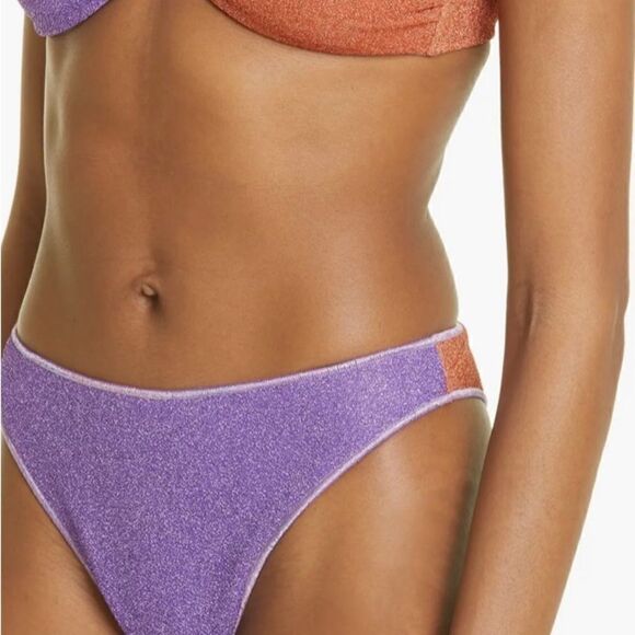 Oseree Lumiere Glitter Halter-style Bikini Set Violet Purple XL NWT - Picture 5 of 13